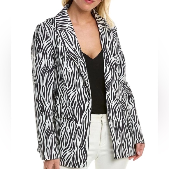 Area Stars NWT Zanzibar One Button Animal Print Jacket in Black and White S - Picture 1 of 16